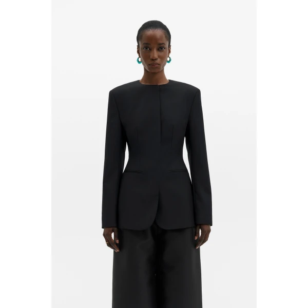 By Malina Carol Wool Blazer in Black | Blazers | Coveti