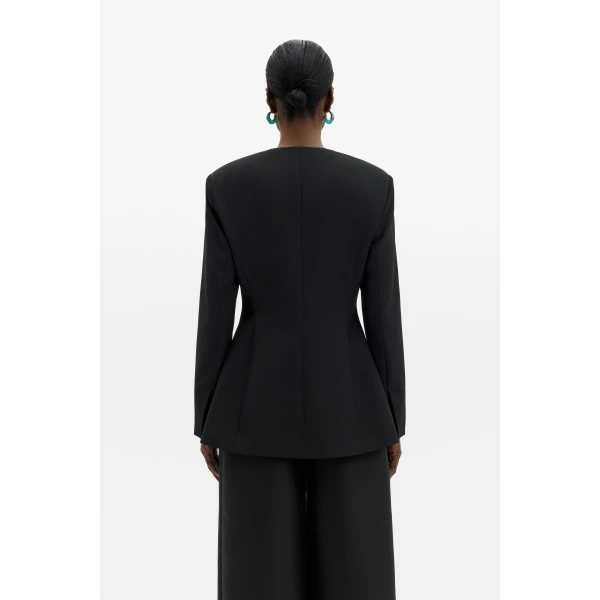 By Malina Carol Wool Blazer in Black | Blazers | Coveti
