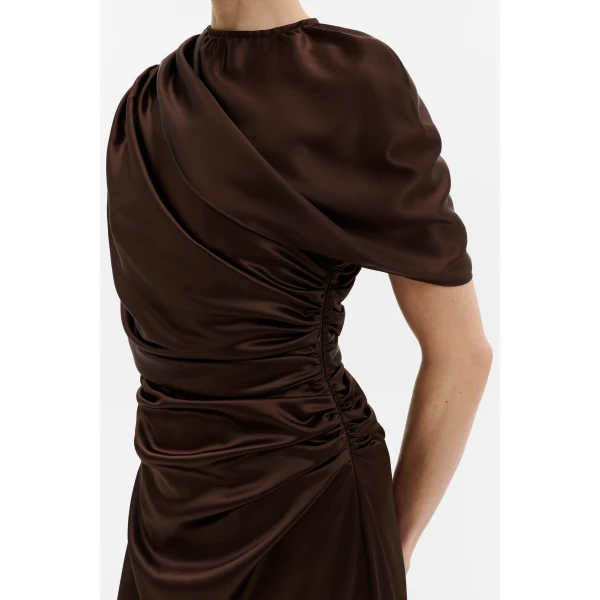 By Malina Cassia Maxi Dress in Dark Brown | Maxi Dresses | Coveti