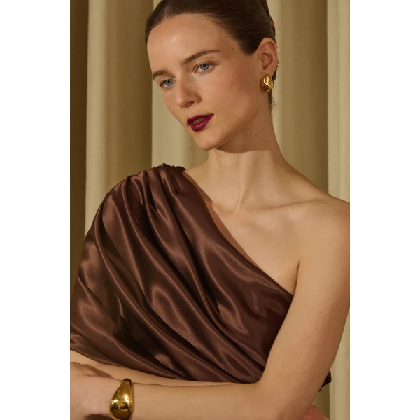By Malina Cassia Maxi Dress in Dark Brown | Maxi Dresses | Coveti