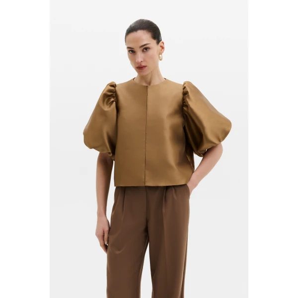 By Malina Cleo Blouse in Camel | Blouse | Coveti