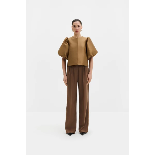 By Malina Cleo Blouse in Camel | Blouse | Coveti