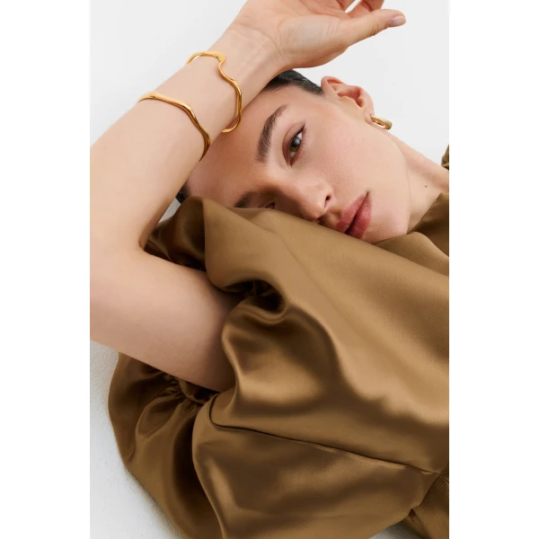By Malina Cleo Blouse in Camel | Blouse | Coveti