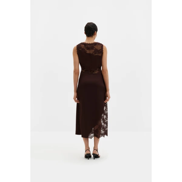 By Malina Desire Midi Dress in Espresso | Midi Dresses | Coveti