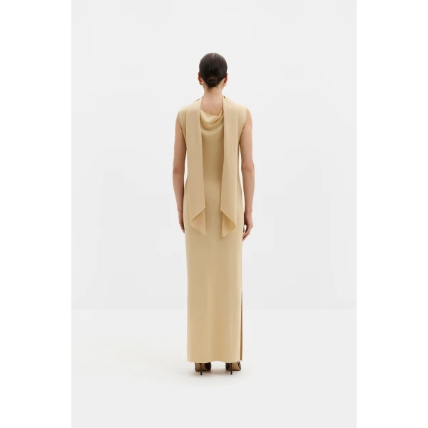 By Malina Donia Maxi Dress in Pale Gold | Maxi Dresses | Coveti