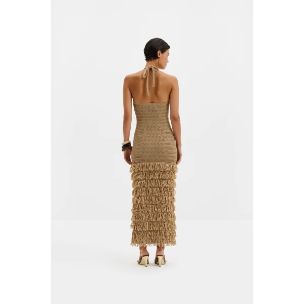 By Malina Elissa Maxi Dress in Sand | Maxi Dresses | Coveti