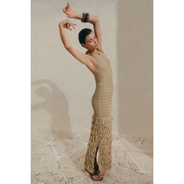 By Malina Elissa Maxi Dress in Sand | Maxi Dresses | Coveti