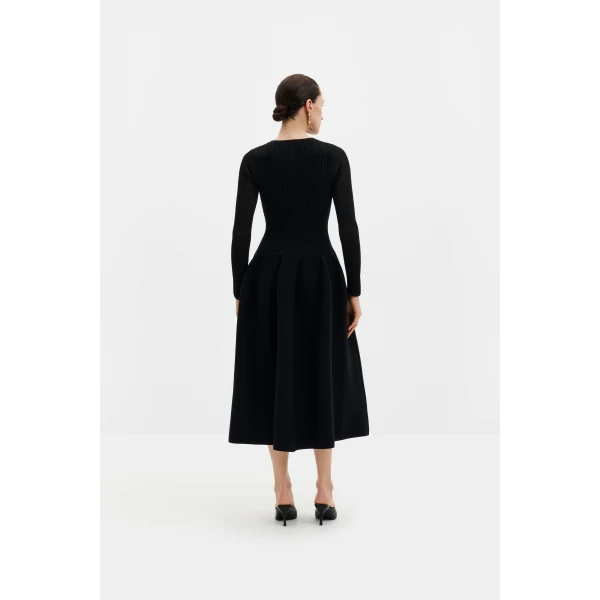 By Malina Elona Midi Dress in Black | Midi Dresses | Coveti