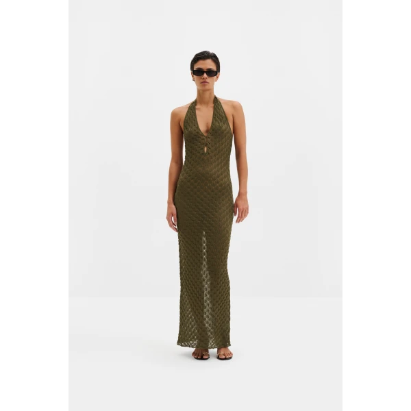 By Malina Esra Maxi Dress in Dusty Olive | Maxi Dresses | Coveti