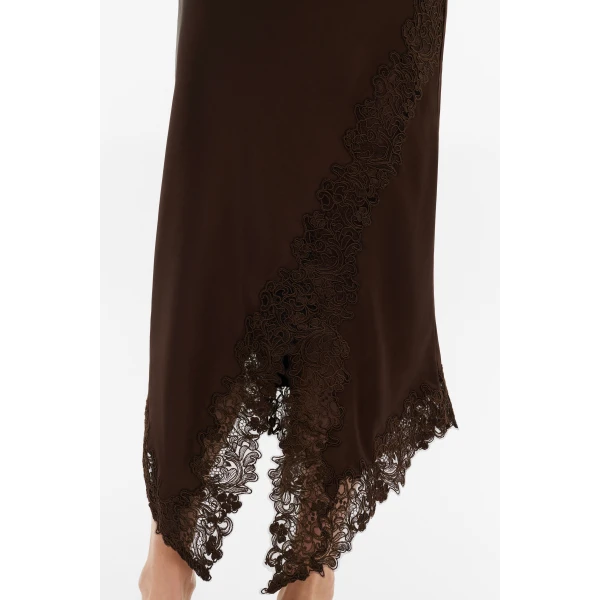 By Malina Heylin Midi Skirt in Dark Brown | Midi Skirts | Coveti