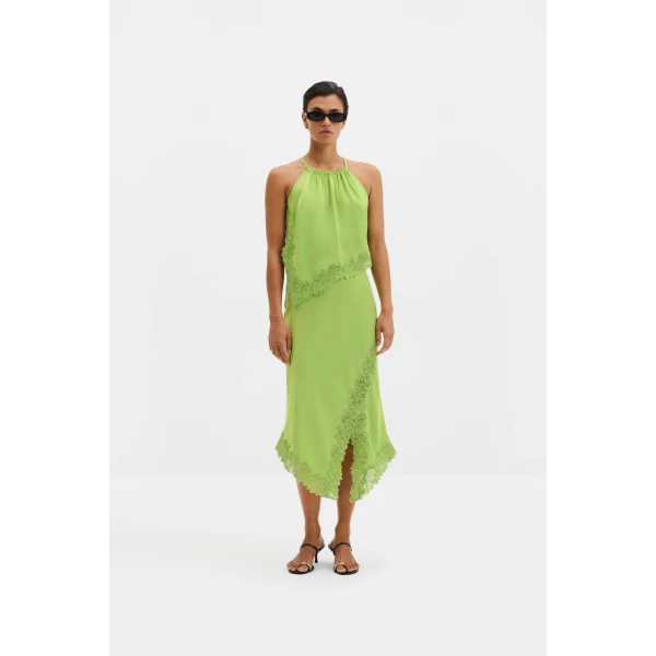 By Malina Heylin Midi Skirt in Lime | Midi Skirts | Coveti