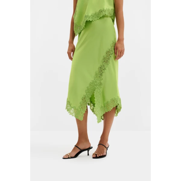 By Malina Heylin Midi Skirt in Lime | Midi Skirts | Coveti