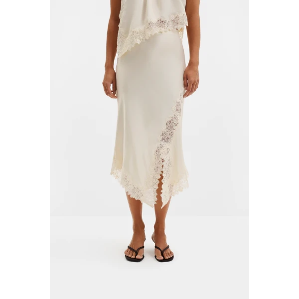 By Malina Heylin Midi Skirt in Pearl | Midi Skirts | Coveti