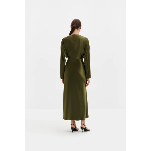 By Malina Ingrid Midi Dress in Moss Green | Midi Dresses | Coveti