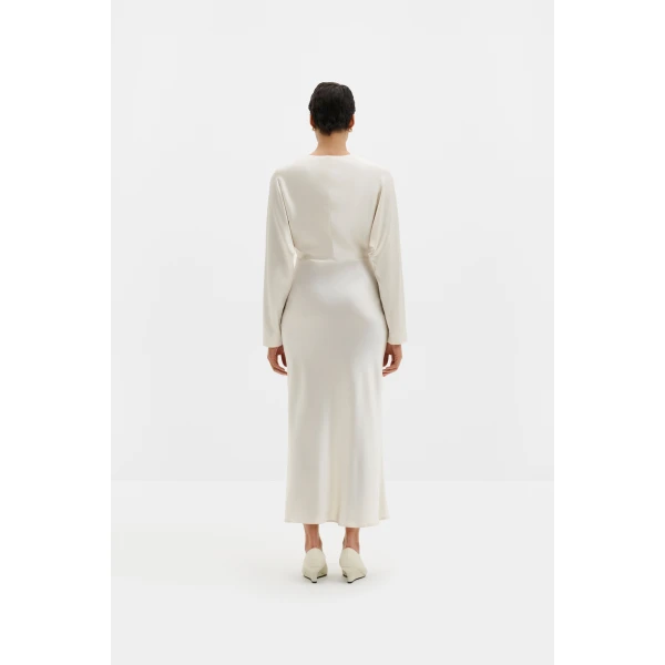 By Malina Ingrid Midi Dress in Pearl | Midi Dresses | Coveti