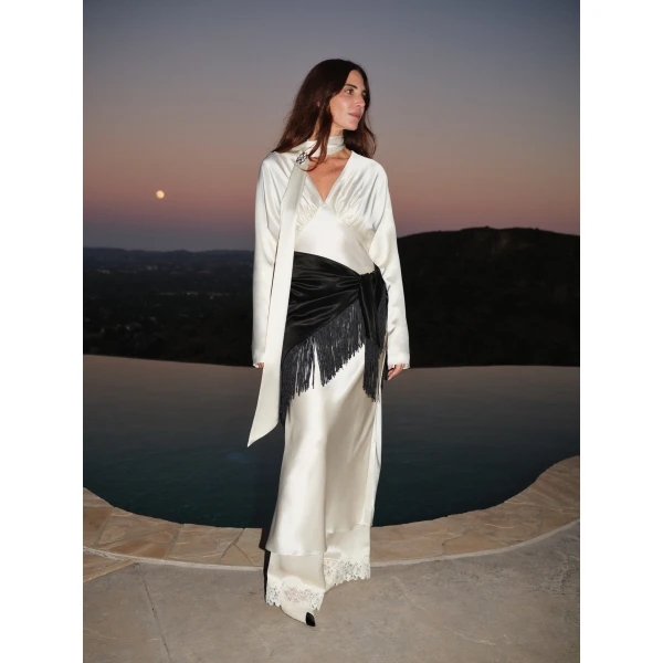 By Malina Ingrid Midi Dress in Pearl | Midi Dresses | Coveti