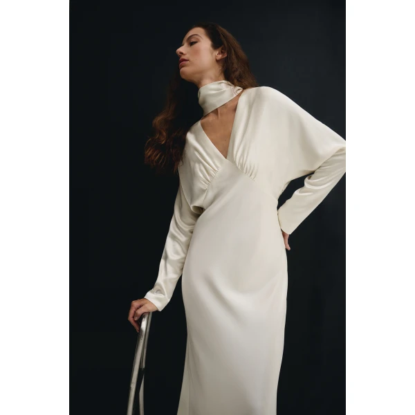 By Malina Ingrid Midi Dress in Pearl | Midi Dresses | Coveti