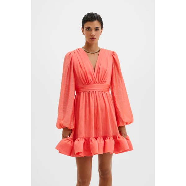 By Malina Jadie Mini Dress in Coral | Mini Dresses | Coveti