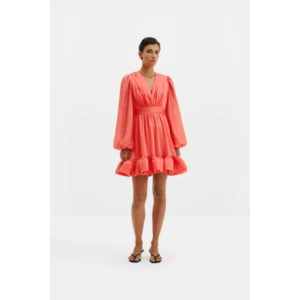 By Malina Jadie Mini Dress in Coral | Mini Dresses | Coveti