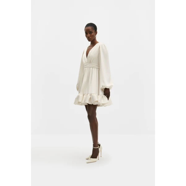 By Malina Jadie Mini Dress in Cream | Wedding Dresses | Coveti