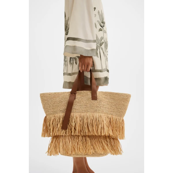 By Malina Jina Raffia Tote Bag in Natural | Totes & Top-Handle Bags | Coveti