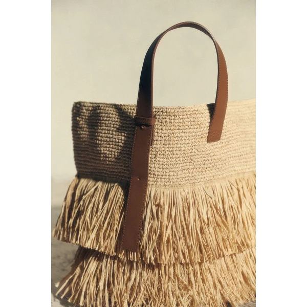By Malina Jina Raffia Tote Bag in Natural | Totes & Top-Handle Bags | Coveti