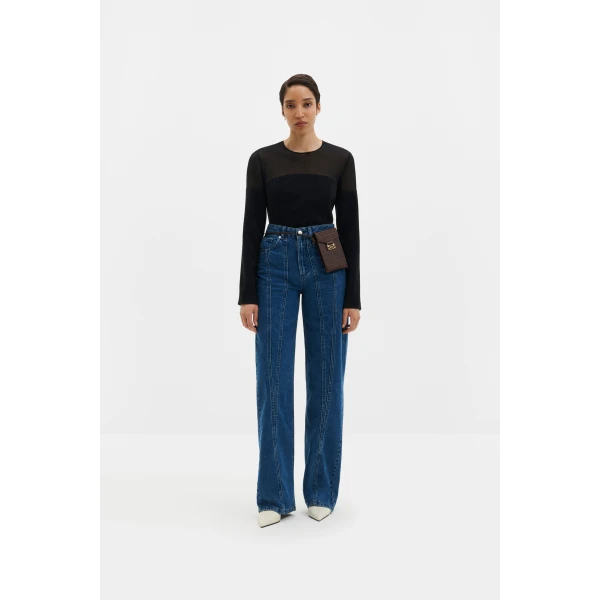 By Malina Katia High Rise Wide Jeans in Dark Blue Vintage | Denim | Coveti