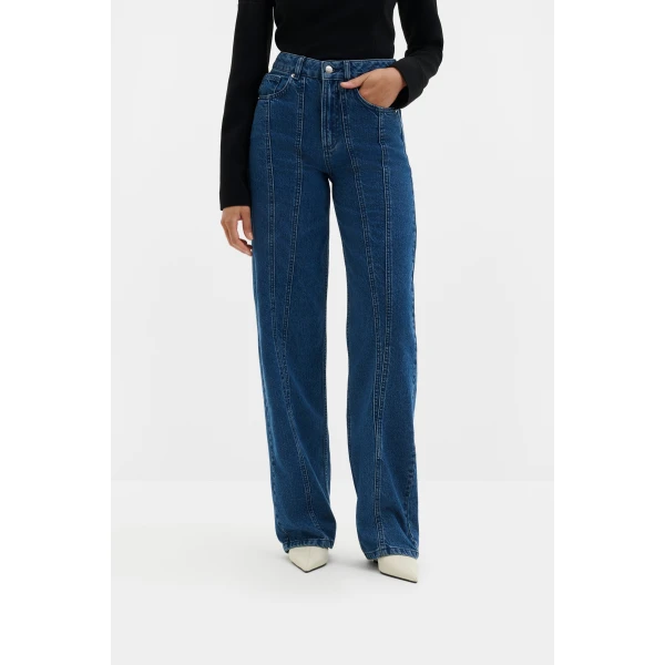 By Malina Katia High Rise Wide Jeans in Dark Blue Vintage | Denim | Coveti