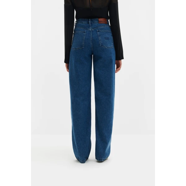 By Malina Katia High Rise Wide Jeans in Dark Blue Vintage | Denim | Coveti