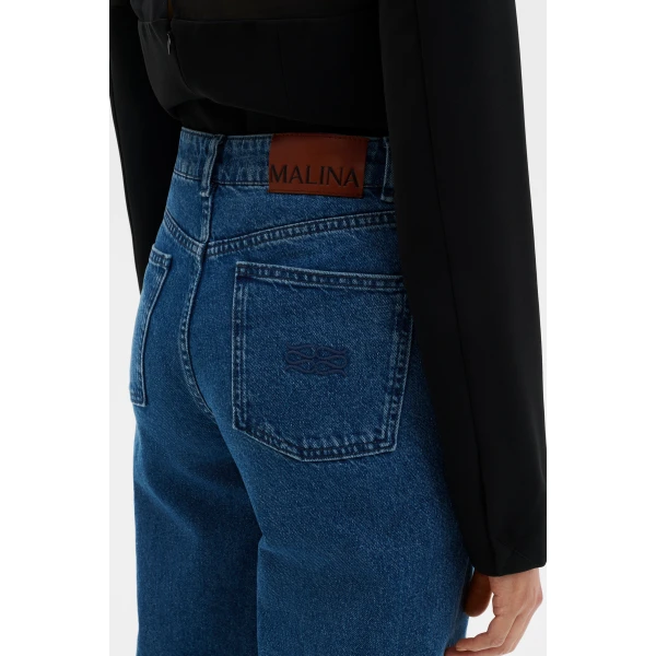 By Malina Katia High Rise Wide Jeans in Dark Blue Vintage | Denim | Coveti