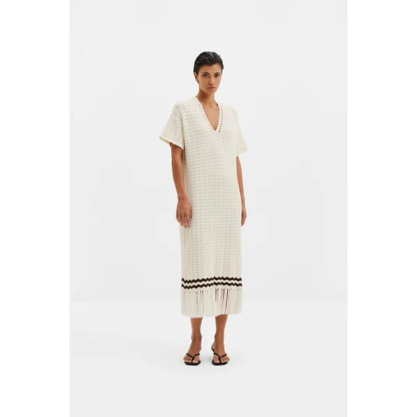By Malina Kira Midi Dress in White | Midi Dresses | Coveti