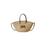 By Malina Large Monogram Straw Bag in Cognac By Malina Large Monogram Straw Bag in Cognac | Totes & Top-Handle Bags | Coveti