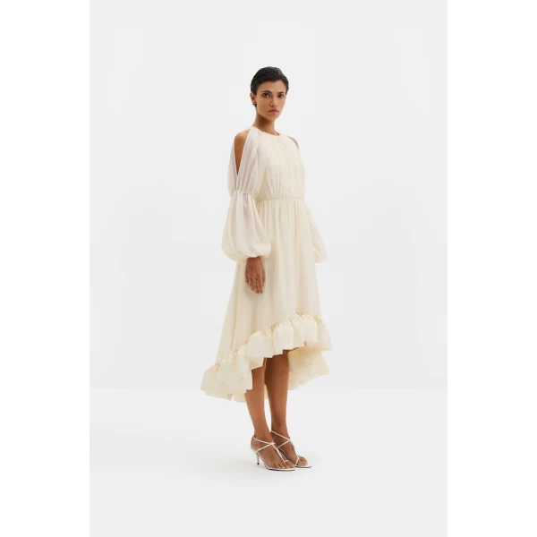 By Malina Leontine Midi Dress in Pearl | Midi Dresses | Coveti