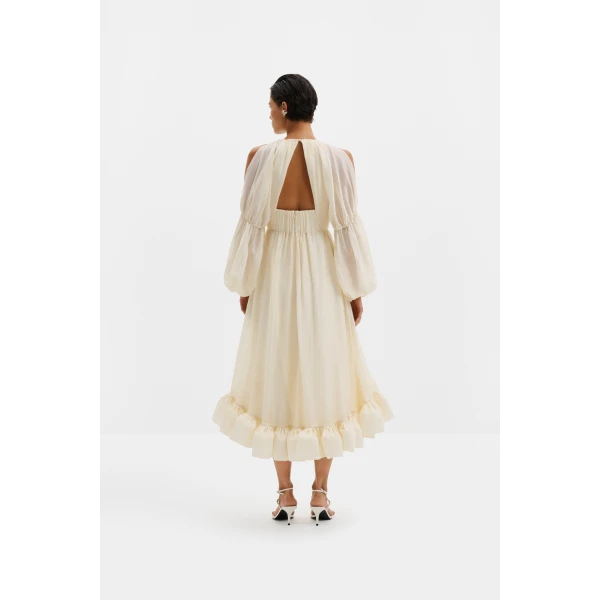 By Malina Leontine Midi Dress in Pearl | Midi Dresses | Coveti