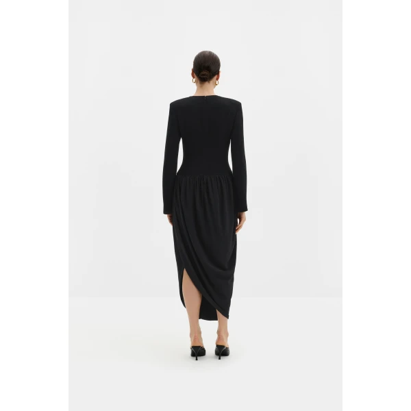 By Malina Lexie Midi Dress in Black | Midi Dresses | Coveti