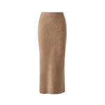 By Malina Leya Midi Skirt in Dark Beige | Midi Skirts | Coveti