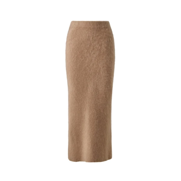 By Malina Leya Midi Skirt in Dark Beige | Midi Skirts | Coveti