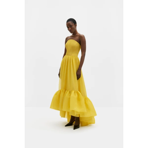 By Malina Lilou Maxi Dress in Mango | Maxi Dresses | Coveti