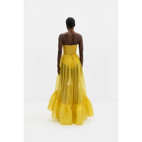 By Malina Lilou Maxi Dress in Mango | Maxi Dresses | Coveti