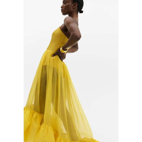 By Malina Lilou Maxi Dress in Mango | Maxi Dresses | Coveti