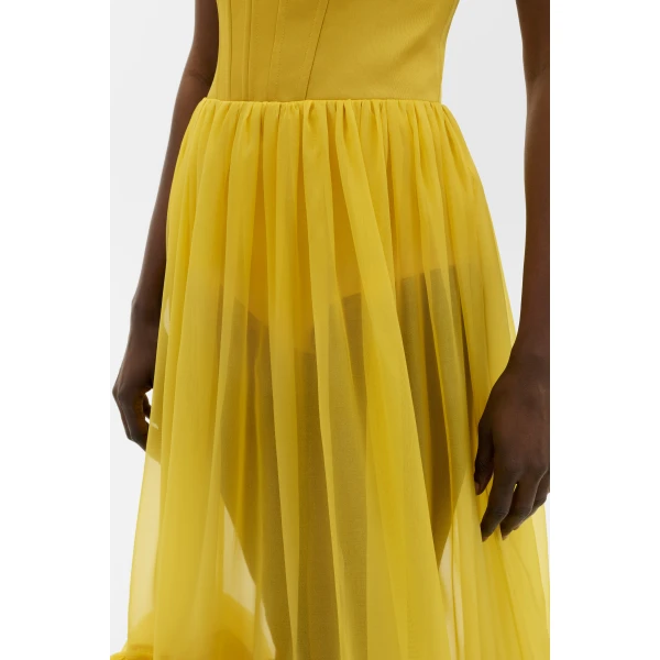 By Malina Lilou Maxi Dress in Mango | Maxi Dresses | Coveti