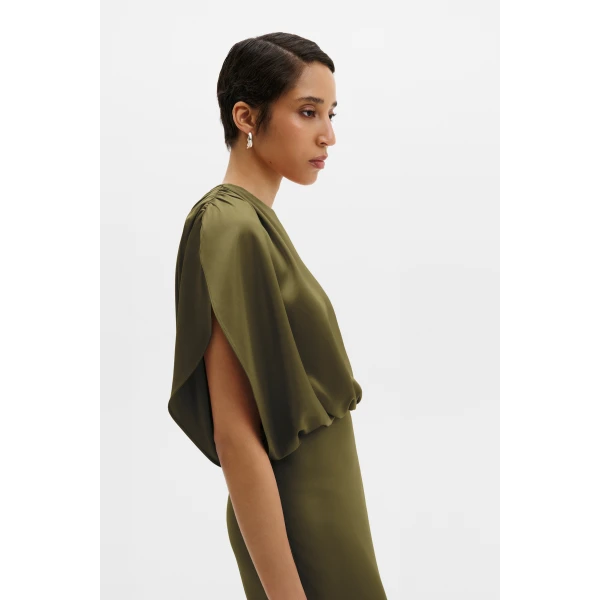 By Malina Linhe Maxi Dress in Moss Green | Maxi Dresses | Coveti