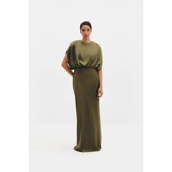 By Malina Linhe Maxi Dress in Moss Green | Maxi Dresses | Coveti