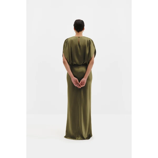 By Malina Linhe Maxi Dress in Moss Green | Maxi Dresses | Coveti