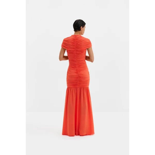 By Malina Loana Maxi Dress in Coral | Maxi Dresses | Coveti