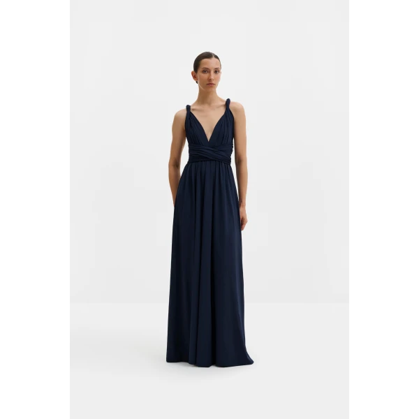 By Malina Lola Maxi Dress in Dark Blue | Maxi Dresses | Coveti
