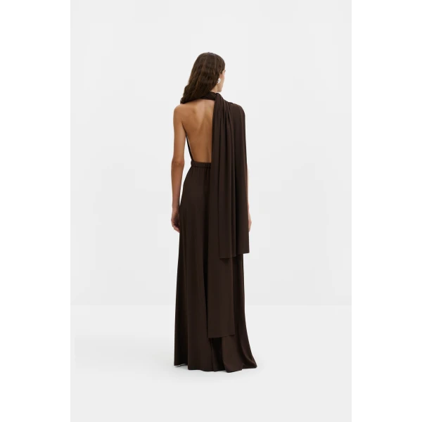 By Malina Lola Maxi Dress in Dark Brown | Maxi Dresses | Coveti