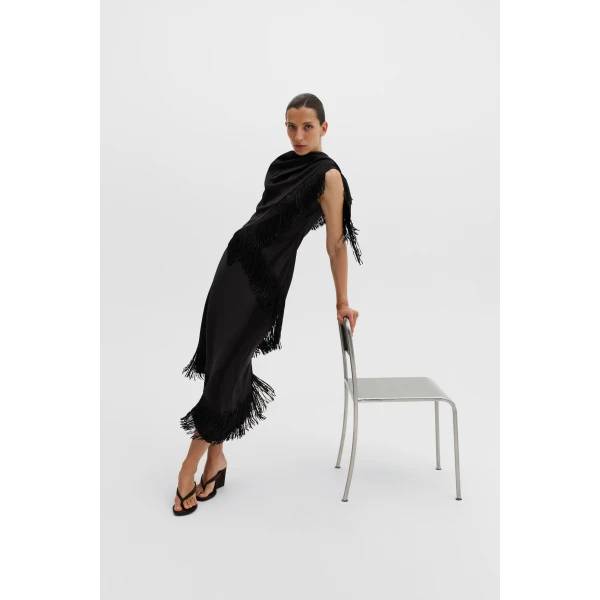 By Malina Lovis Midi Dress in Black | Midi Dresses | Coveti