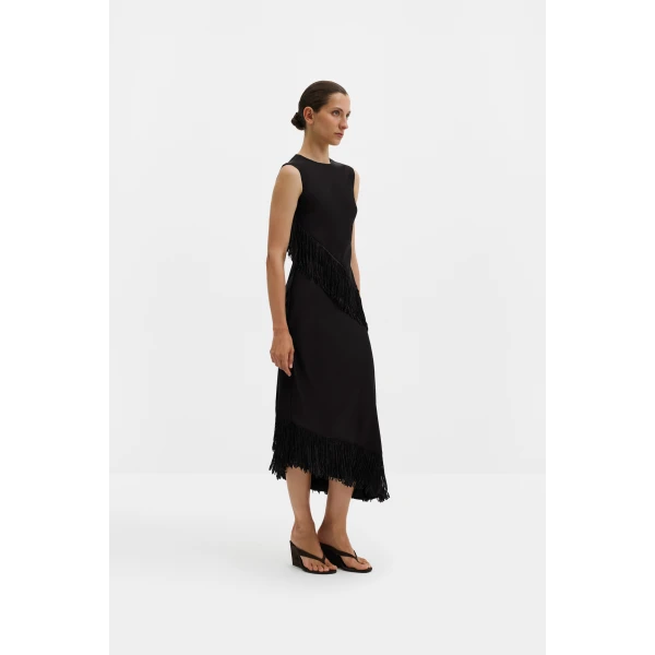 By Malina Lovis Midi Dress in Black | Midi Dresses | Coveti