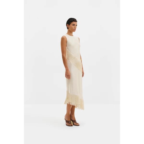 By Malina Lovis Midi Dress in Pearl | Midi Dresses | Coveti